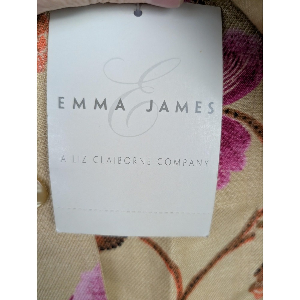 Emma‎ James Jacket Womens 18 Beige Pink Floral Linen Blend Natural Attraction - Picture 4 of 7